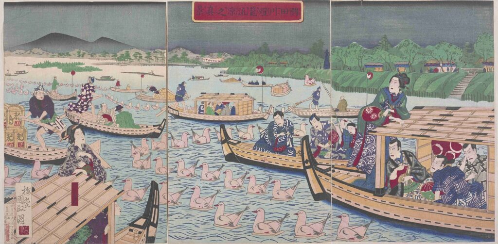 隅田川燈篭流涼之真景（東京都立中央図書館蔵）